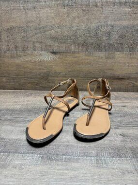 DV by Dolce Vita Labella T-Strap Leather Flat Sandals Women's Size 9.5